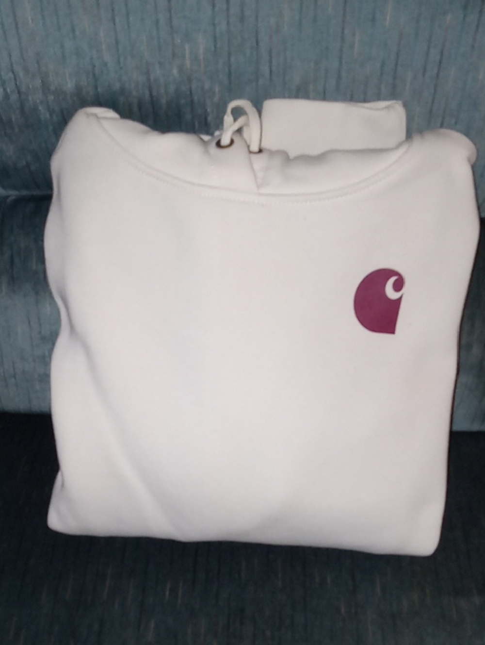 Carhartt WOMENS Cream Hoodie with Purple/Wine Logo - Picture 3 of 8